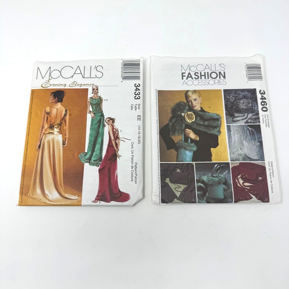 McCall's Sewing Patterns Lot 3433 Evening Gowns 3460 Fashion Accessories EE DIY